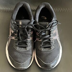 Asics Black Sneakers with Light Pink Logo Accents